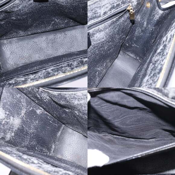 CELINE Macadam Canvas Tote Bag Pvc Leather Black Gold - Picture 12 of 13